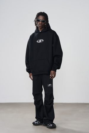 High-End Metal Foil Silver Printed Casual Hoodie - Loose Fit American Street Style Fashion