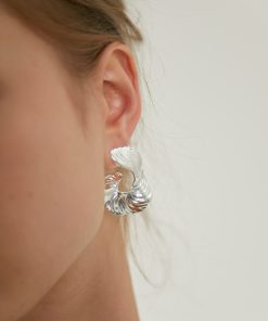 High-End Metal Pleated Irregular Earrings in Brass with S925 Silver Pins - Minimalist Light Luxury Jewelry