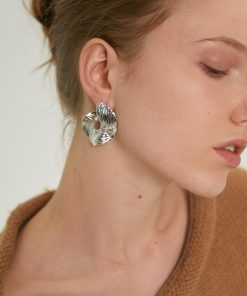 High-End Metal Pleated Irregular Earrings in Brass with S925 Silver Pins - Minimalist Light Luxury Jewelry