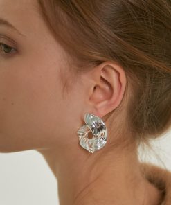 High-End Metal Pleated Irregular Earrings in Brass with S925 Silver Pins - Minimalist Light Luxury Jewelry
