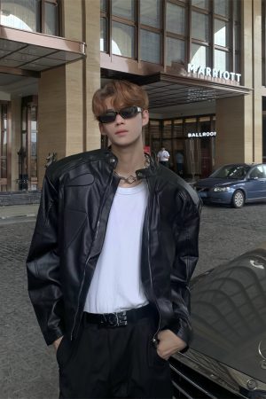 High-End Motorcycle Jacket for Men & Women - Structural Design, Short Padded Shoulders, American Street Style, Spring & Autumn Fashion