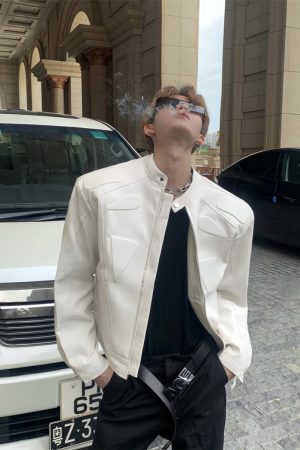 High-End Motorcycle Jacket for Men & Women - Structural Design, Short Padded Shoulders, American Street Style, Spring & Autumn Fashion