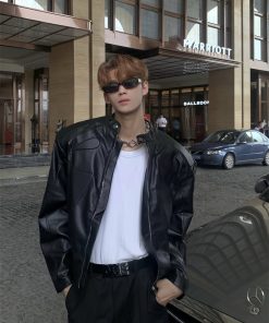 High-End Motorcycle Jacket for Men & Women - Structural Design, Short Padded Shoulders, American Street Style, Spring & Autumn Fashion