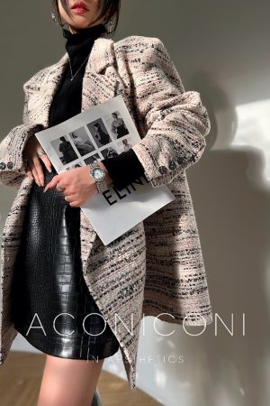High-End Norwegian Afternoon Tweed Wool Coat for Women - Elegant OL Style, Loose Fit, Perfect for Fall and Winter Fashion