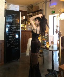 High-End One-Shoulder Sling Dress with French Lace and Leopard Print - Autumn Winter Women's Fashion