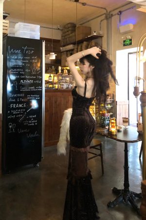 High-End One-Shoulder Sling Dress with French Lace and Leopard Print - Autumn Winter Women's Fashion