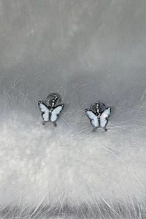 High-End Pink and White Butterfly Ear Bone Studs - Niche Design, Sleep-Friendly, Screw-On Earrings for Everyday Elegance