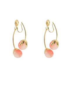 High-End Pink Peach Water Fragrance Earrings for Women, Lily of the Valley Back Hanging Clip-Ons, No Ear Holes, Floral Design
