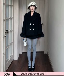 High-End Plush Skirt Two-Piece Set with Cape Coat in Adventure Design - Tycoon Heiress Style