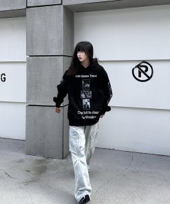 High-End Portrait Print Hoodie for Men and Women, Loose-Fit American Style Sweatshirt, Heavyweight High Street Fashion