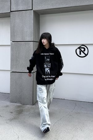 High-End Portrait Print Hoodie for Men and Women, Loose-Fit American Style Sweatshirt, Heavyweight High Street Fashion