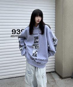 High-End Portrait Print Hoodie for Men and Women, Loose-Fit American Style Sweatshirt, Heavyweight High Street Fashion