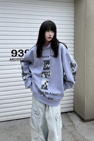 High-End Portrait Print Hoodie for Men and Women, Loose-Fit American Style Sweatshirt, Heavyweight High Street Fashion