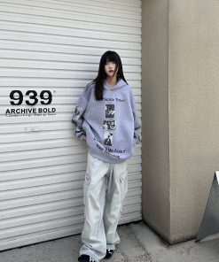 High-End Portrait Print Hoodie for Men and Women, Loose-Fit American Style Sweatshirt, Heavyweight High Street Fashion