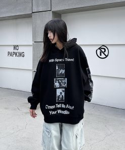High-End Portrait Print Hoodie for Men and Women, Loose-Fit American Style Sweatshirt, Heavyweight High Street Fashion