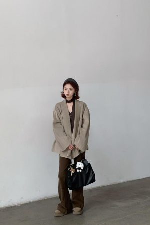 High-End Pumpkin Cape-Style Double-Sided Wool Cardigan for Women - Loose Fit Alpaca Blend Australian Wool Coat