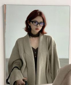 High-End Pumpkin Cape-Style Double-Sided Wool Cardigan for Women - Loose Fit Alpaca Blend Australian Wool Coat
