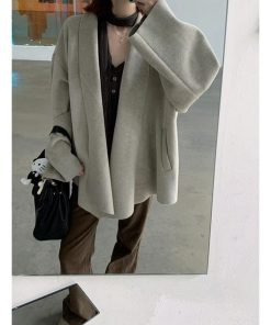 High-End Pumpkin Cape-Style Double-Sided Wool Cardigan for Women - Loose Fit Alpaca Blend Australian Wool Coat