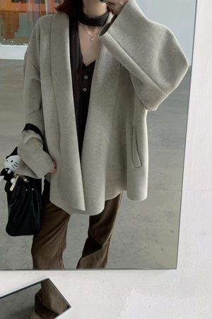 High-End Pumpkin Cape-Style Double-Sided Wool Cardigan for Women - Loose Fit Alpaca Blend Australian Wool Coat
