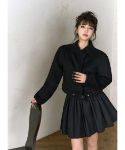 High-End Pure Wool Double-Sided Coat for Women, Casual Loose Fit Short Jacket, Elegant Layering Piece