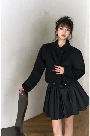 High-End Pure Wool Double-Sided Coat for Women, Casual Loose Fit Short Jacket, Elegant Layering Piece