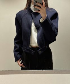 High-End Pure Wool Double-Sided Coat for Women, Casual Loose Fit Short Jacket, Elegant Layering Piece