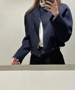 High-End Pure Wool Double-Sided Coat for Women, Casual Loose Fit Short Jacket, Elegant Layering Piece