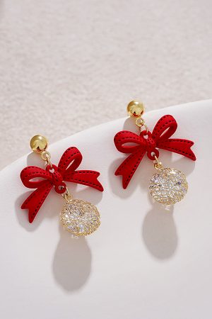 High-End Red Bowknot Stud Earrings for Autumn/Winter 2025, Perfect Christmas & New Year Jewelry, Trendy Holiday Accessory