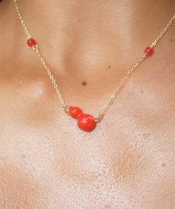 High-End Red Chinese Gourd Necklace - Semi-Three-Dimensional National Style Pendant for Vacation & Luxe Fashion