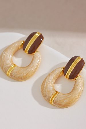 High-End Retro Enamel Drop Earrings with Unique Geometric Design - Trendy Fashion Accessories for Women, Slimming and Elegant