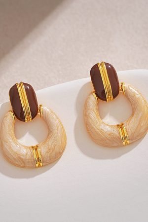 High-End Retro Enamel Drop Earrings with Unique Geometric Design - Trendy Fashion Accessories for Women, Slimming and Elegant