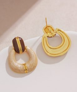 High-End Retro Enamel Drop Earrings with Unique Geometric Design - Trendy Fashion Accessories for Women, Slimming and Elegant