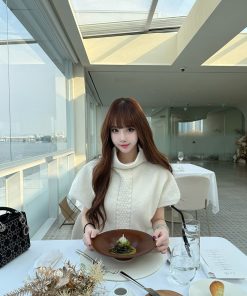 High-End Retro Knitted Dress in Moonlight White - Women's Spring Summer Collection, Elegant Tea Style, Perfect for 90s Inspired Looks