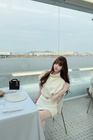High-End Retro Knitted Dress in Moonlight White - Women's Spring Summer Collection, Elegant Tea Style, Perfect for 90s Inspired Looks