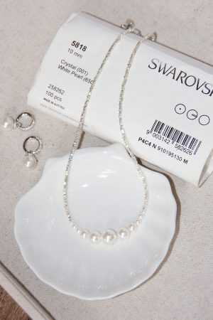 High-End S925 Pure Silver Fragmented Gradient Smile Necklace - Light Luxury Pearl Design for Elegant Style