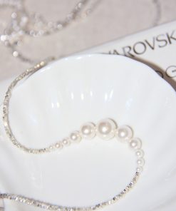 High-End S925 Pure Silver Fragmented Gradient Smile Necklace - Light Luxury Pearl Design for Elegant Style