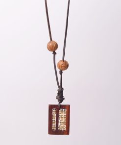 High-End Sandalwood Abacus Car Pendant - Stylish Rearview Mirror Hanging Ornament for 2025 Interior Decoration
