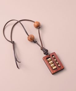 High-End Sandalwood Abacus Car Pendant - Stylish Rearview Mirror Hanging Ornament for 2025 Interior Decoration