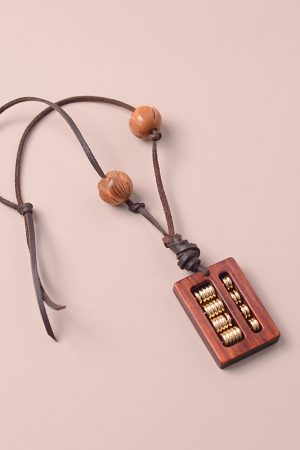 High-End Sandalwood Abacus Car Pendant - Stylish Rearview Mirror Hanging Ornament for 2025 Interior Decoration