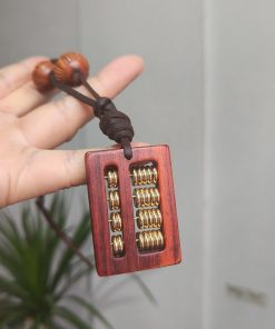 High-End Sandalwood Abacus Car Pendant - Stylish Rearview Mirror Hanging Ornament for 2025 Interior Decoration