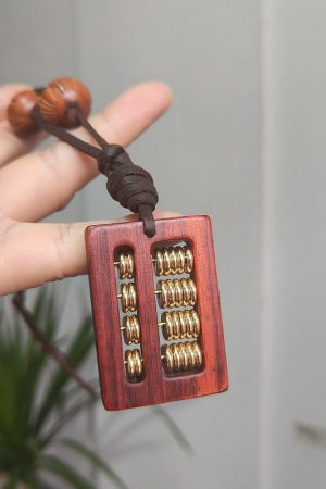 High-End Sandalwood Abacus Car Pendant - Stylish Rearview Mirror Hanging Ornament for 2025 Interior Decoration