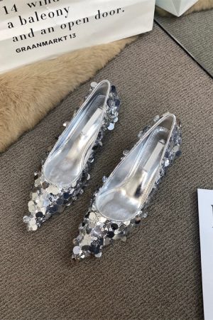 High-End Sequined Pointed Shoes for Women, Evening Wear, Party Style, Glamorous Footwear, Fashion-forward, Chic Design