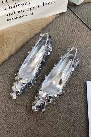 High-End Sequined Pointed Shoes for Women, Evening Wear, Party Style, Glamorous Footwear, Fashion-forward, Chic Design