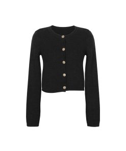High-End Short Gold Buckle Round Neck Sweater Cardigan Coat for Spring Summer - Exquisite Temperament Style