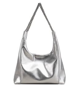 High-End Silver Tote Bag for Women - 2025 Large Capacity Commuting Handbag, Chain Shoulder Bag, Stylish Underarm Bag