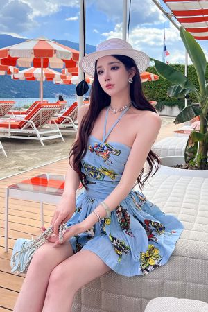 High-End Strapless Camisole Dress for Women, Socialite Style, Moon Vera Inspired, Chic Short Dress for Parties and Events
