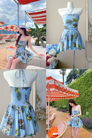 High-End Strapless Camisole Dress for Women, Socialite Style, Moon Vera Inspired, Chic Short Dress for Parties and Events