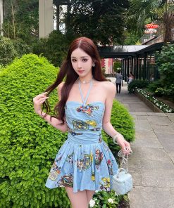 High-End Strapless Camisole Dress for Women, Socialite Style, Moon Vera Inspired, Chic Short Dress for Parties and Events