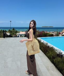 High-End Strapless Top and Long Skirt Set in Quiet Luxury Palm - Socialite Style Dress with 90s Chic Vibes