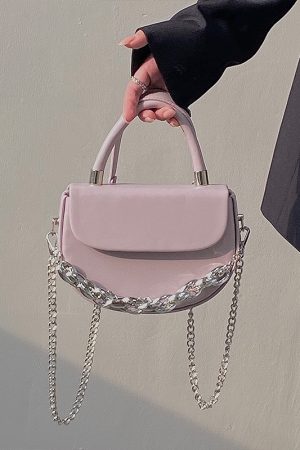 High-End Textured Chain Small Square Saddle Bag - 2025 Spring/Summer Fashion Crossbody Bag